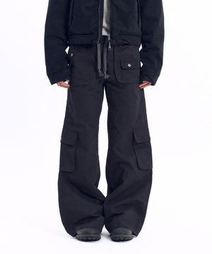 Flare Cargo Pocket Pants (Black)
