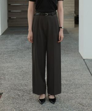Classic Pintuck Wide Slacks [Charcoal]