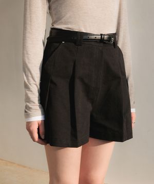 Double Pintuck Half Pants [Black]