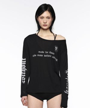 Slogan Mesh Top - Black