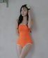 UPF 50+ 자외선차단 캔디 모노키니 원피스 수영복_오렌지