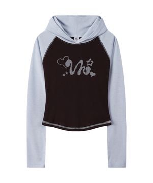 VH 심볼 로고 레글런 후드 슬리브_브라운블루