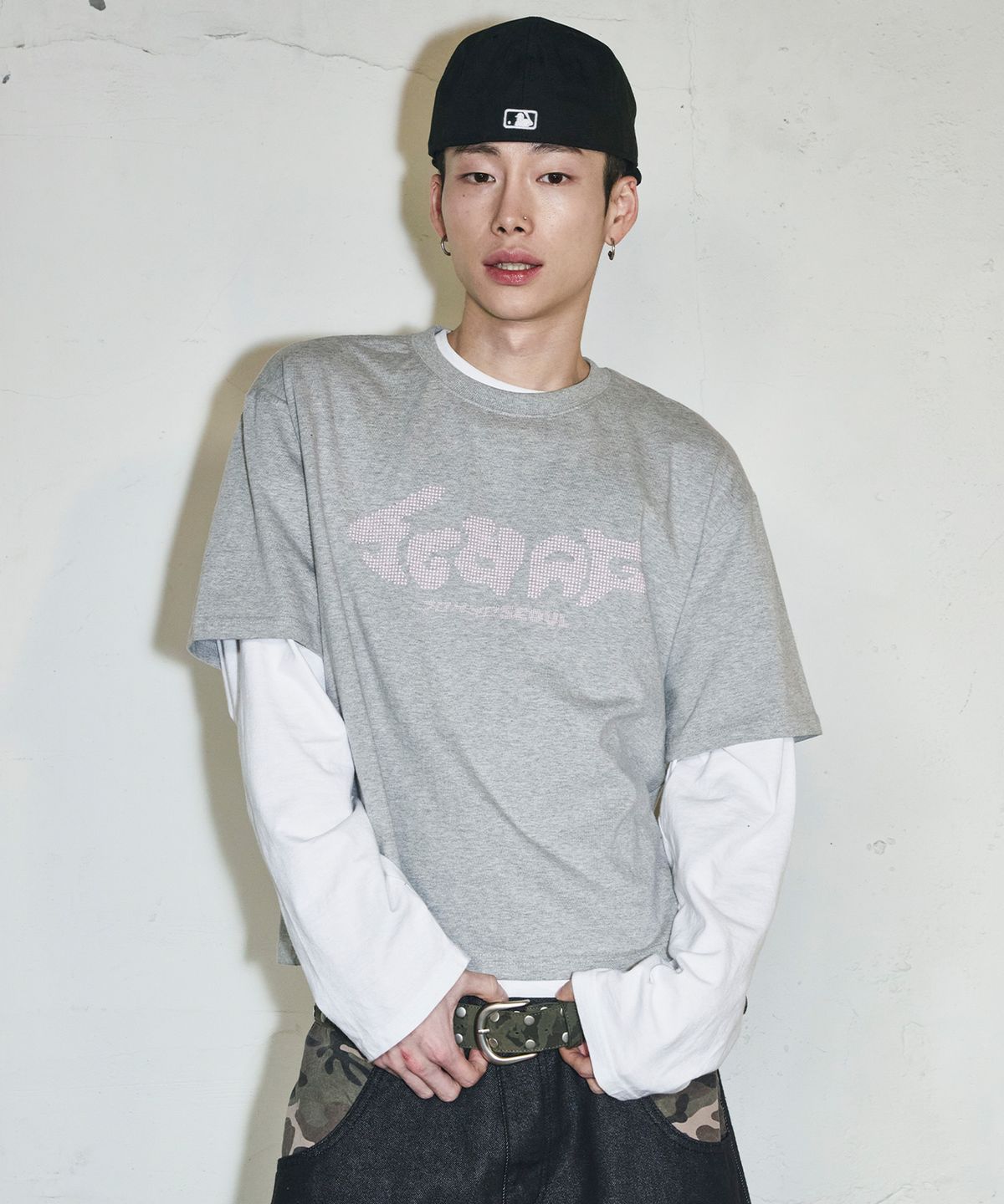 스켈리웩(SCALLYWAG) SCWAG Star Dot Crop T-shirt[Gray]