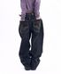 Stitched Baggy Denim Pants (Black)