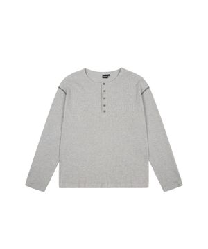 Henry Neck Waffle Long Sleeve (Gray)