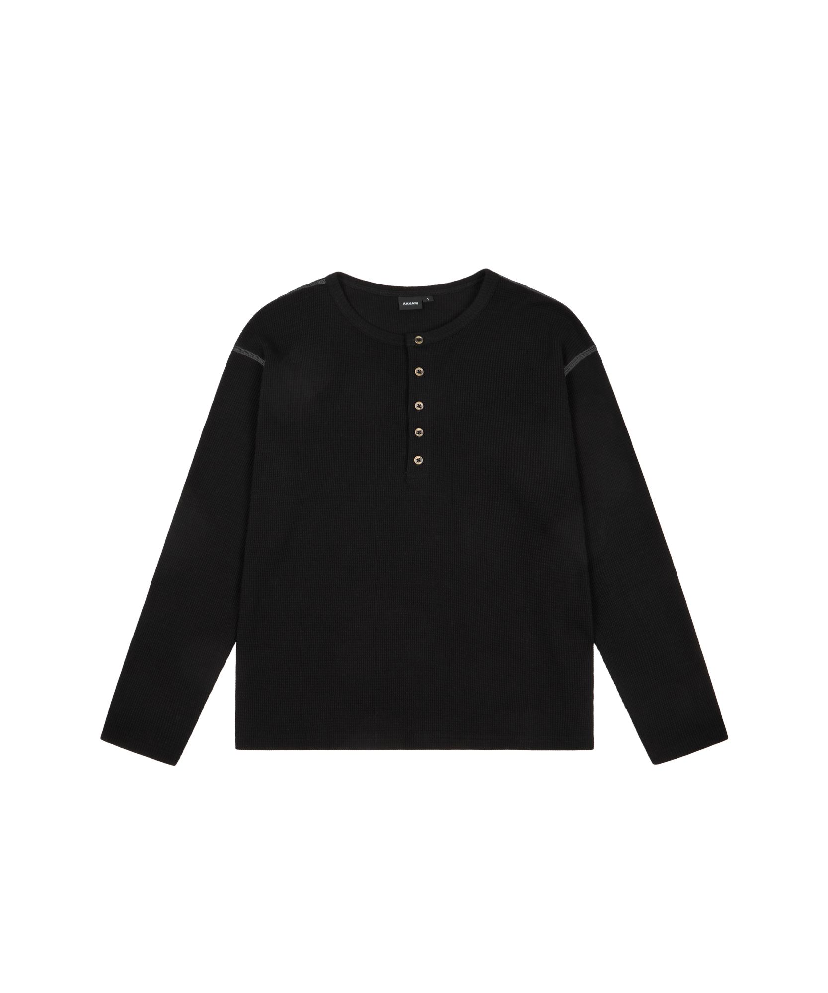 AAKAM Waffle Henry Neck Long Sleeve