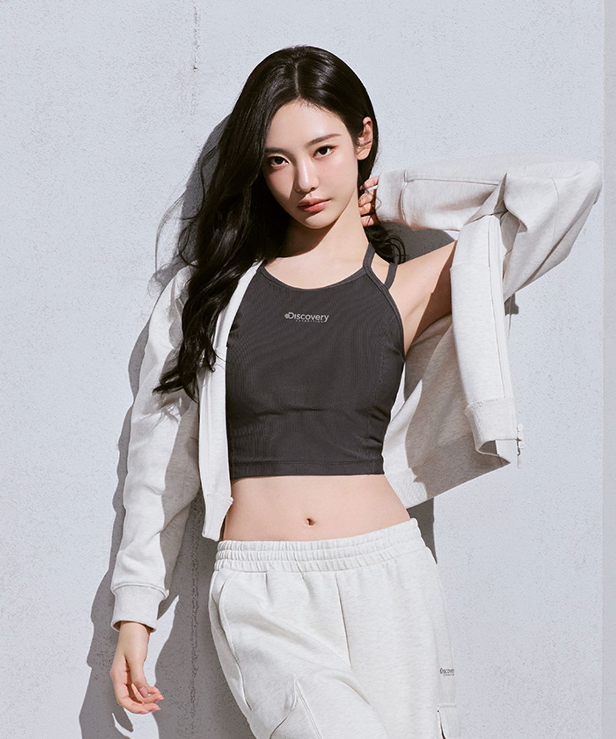 디스커버리 익스페디션(DISCOVERY EXPEDITION) 여성 골지 스트링 브라탑 (D.GREY)