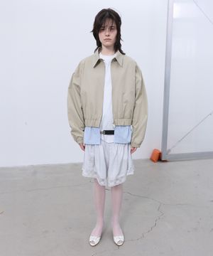 CHECK DETAIL BLOUSON JACKET (BEIGE)