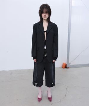 CLASSIC PINSTRIPED BLAZER (BLACK)