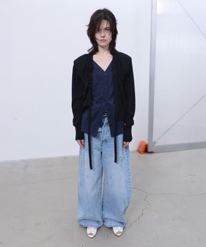 DOUBLE LAYERED CARDIGAN (BLACK)