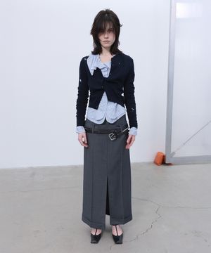 DISTRESSED CARDIGAN (NAVY)