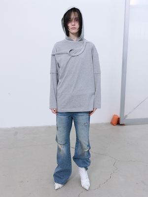 HALTERNECK-DETAILED TOP (MELANGE GREY)