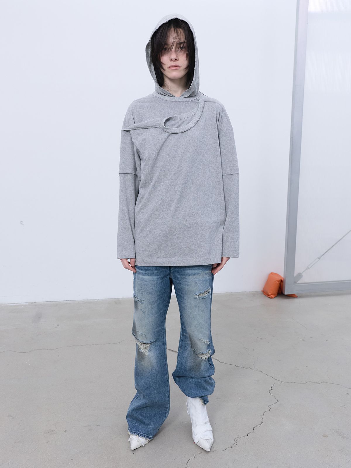 엘씨디씨티엠(LCDC™) HALTERNECK-DETAILED TOP (MELANGE GREY)