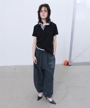 DOUBLE-COLLAR POLO TOP (BLACK)