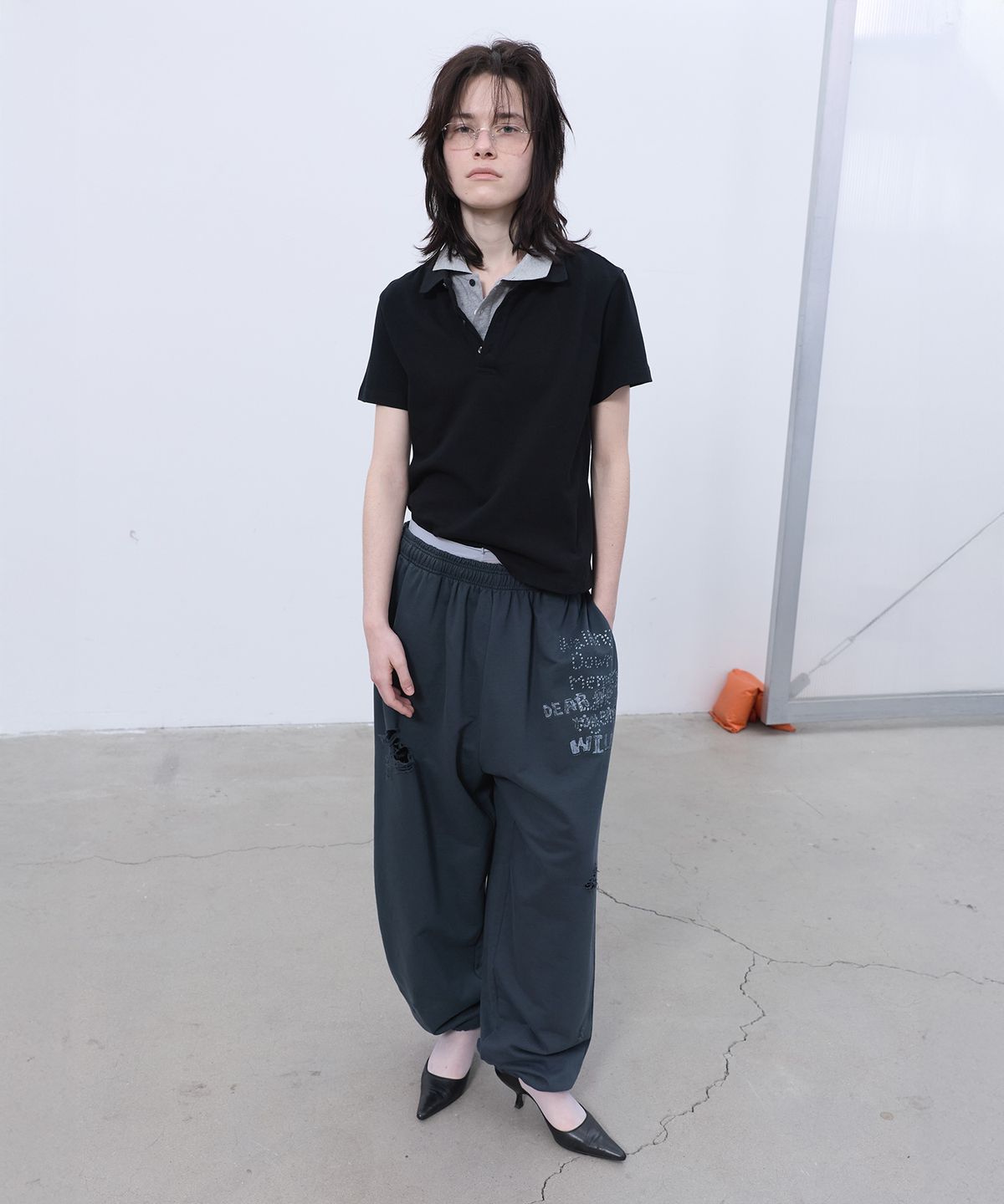 엘씨디씨티엠(LCDC™) DOUBLE-COLLAR POLO TOP (BLACK)