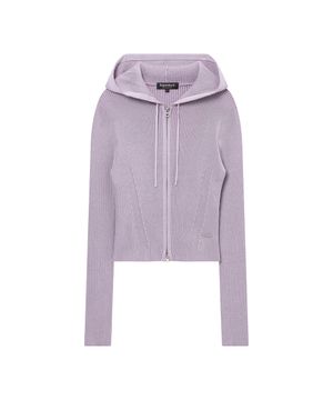 우먼스 빈티지 립 니트 집업 라일락