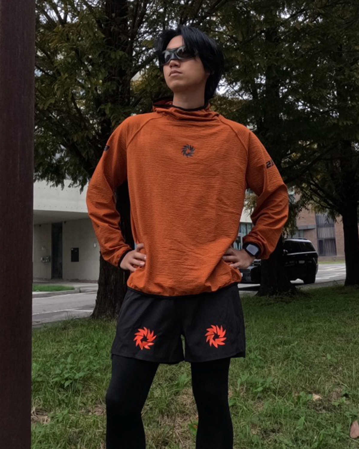 베르브리스(VERBLESS) 219 시어서커 윈드밀 후디 (orange)