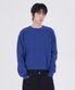 에센셜 라운드넥 크롭 니트 블루