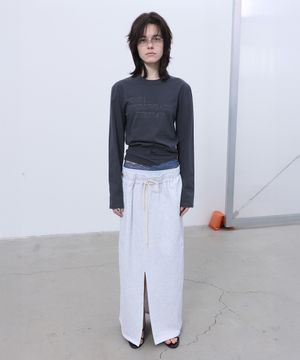 DOUBLE-LAYERED DETAIL SKIRT (LIGHT GREY)