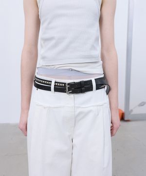 [미니피 PICK] DOUBLE STRAP STUD BELT (BLACK)