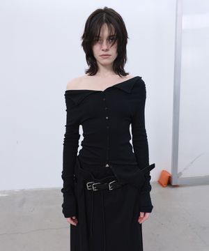 [미니피 PICK] TWO-WAY BUTTON-UP TOP (BLACK)