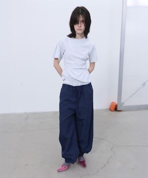 SHIRRING T-SHIRT (LIGHT GREY)