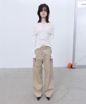 OVERLAY STRAIGHT PANTS (BEIGE)