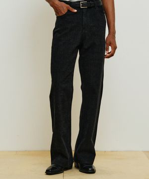 스트라이프 플레어 팬츠 [블랙]