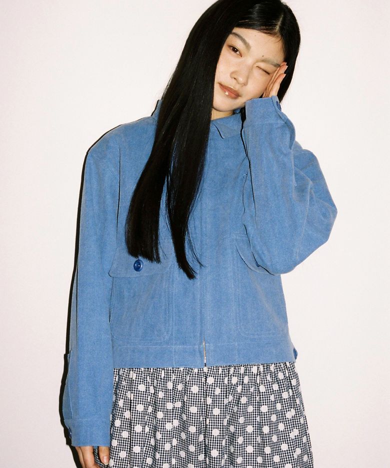 트윌 뱃지 자켓 - 블루
