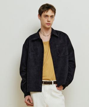 마가렛 스웨이드 크롭셔츠 [네이비]