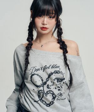 BROKEN VOW 원오프 숄더 스웨트셔츠