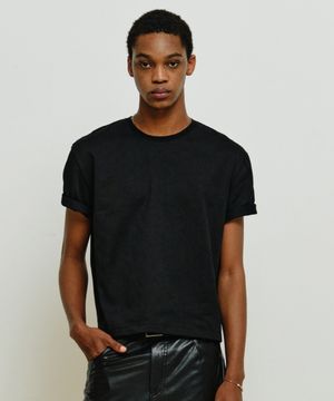 크롭 반팔 티셔츠 [블랙]