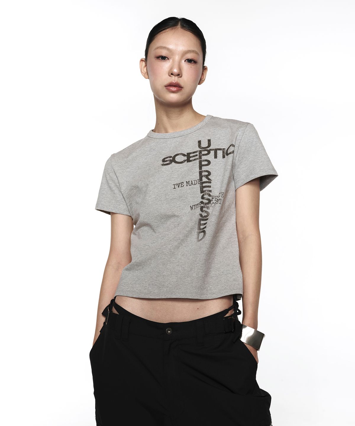 락케이크(ROCKCAKE) Sceptic Crop Top - Gray
