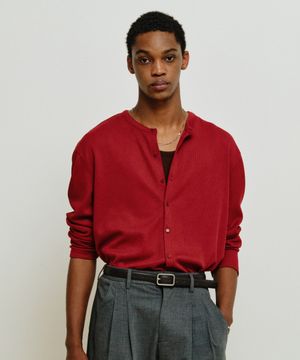 골지 크롭 오픈 티셔츠 [레드]