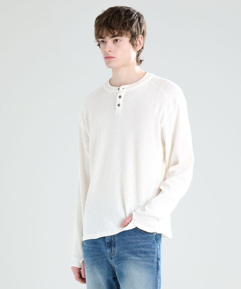 RIBBED 핑거홀 헨리넥 화이트
