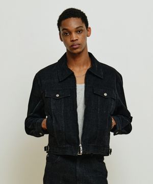 스트라이프 트러커 자켓 [블랙]