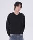 미니멀 브이넥 크롭 니트 블랙