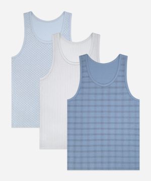 [3PACK] 패턴 슬리브리스 블루 코튼_3color