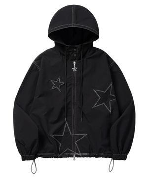 스타 아플리케 후드 윈드 브레이커