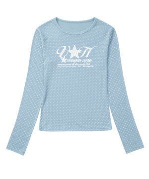 VH 스타 로고 도트 슬림핏 롱슬리브_라이트블루