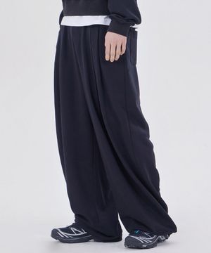 컴포트 와이드 투턱 스웨트 팬츠 블랙