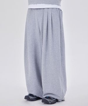 컴포트 와이드 투턱 스웨트 팬츠 그레이
