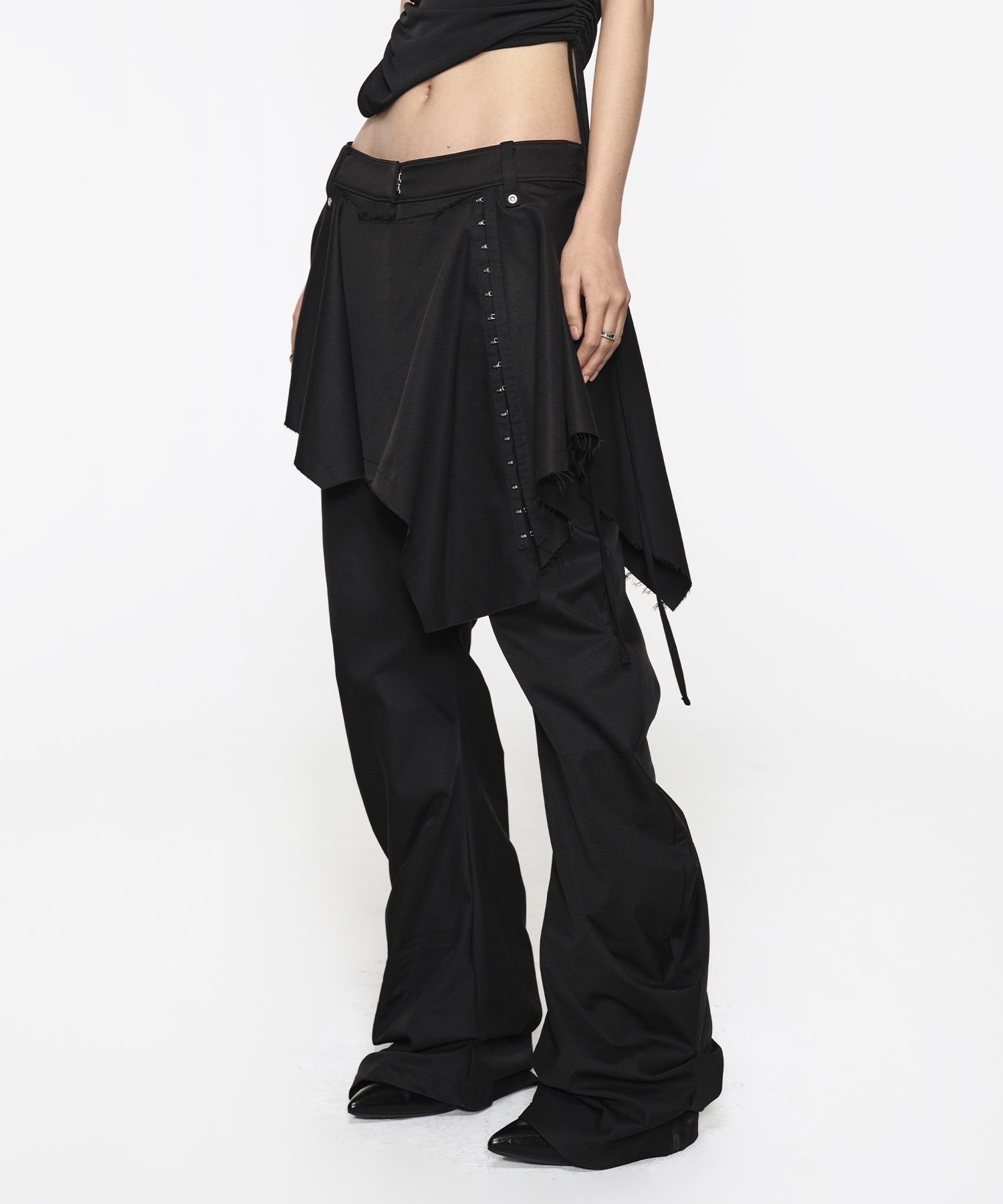 パンツ 00s 2way skirt baggy slacks flare pants MUSINSA | ROCKCAKE Bootcut Hook Skirt Pants - Black