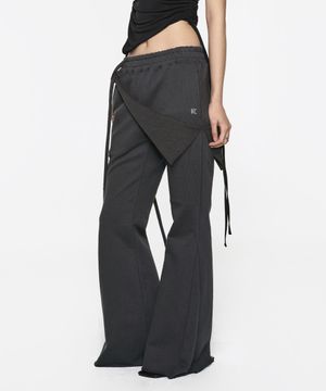 Wrap Skirt Flare Pants - Charcoal