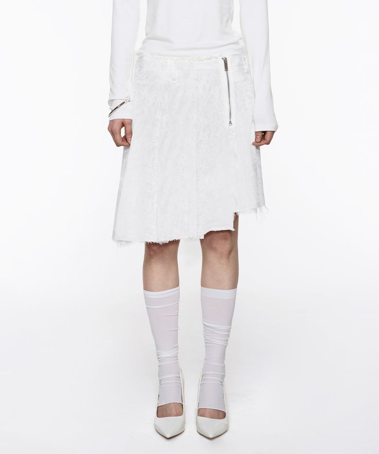 Jacquard Pleated Skirt - White