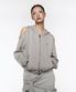 Offset Cutout Zip Up Hoodie - Gray