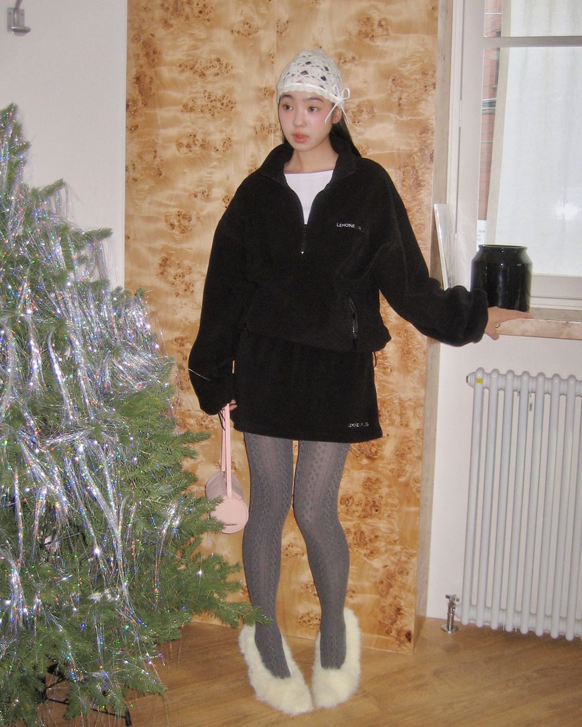 리모네(LEMONE) Warm Puff Fleece Skirt - Black