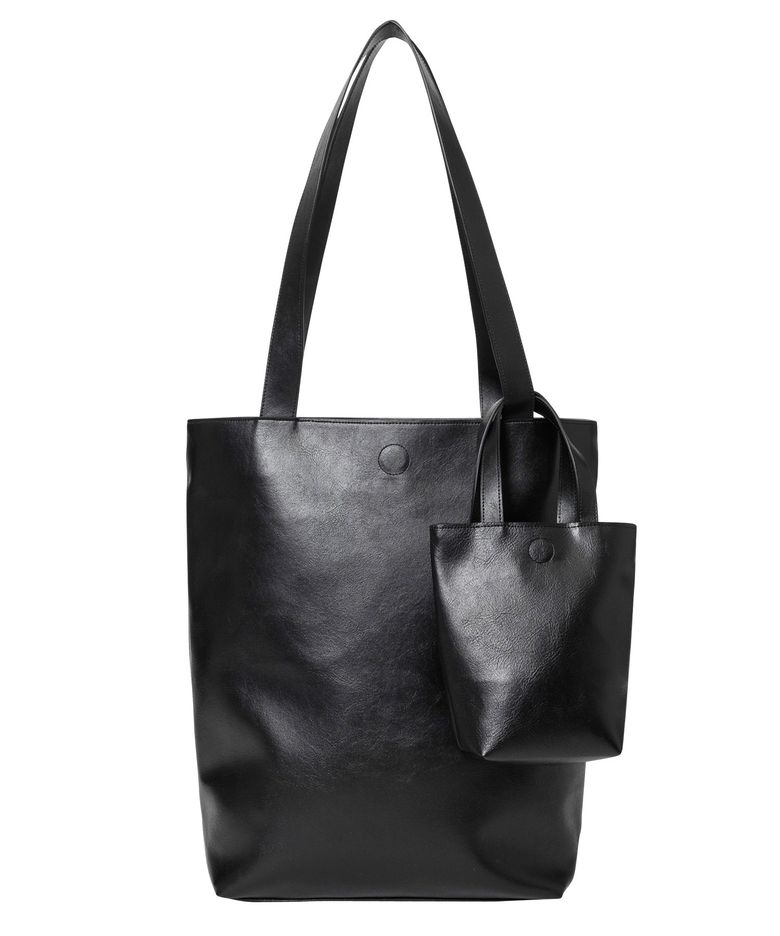 Vegan Leather Dual Tote Bag [BLACK]