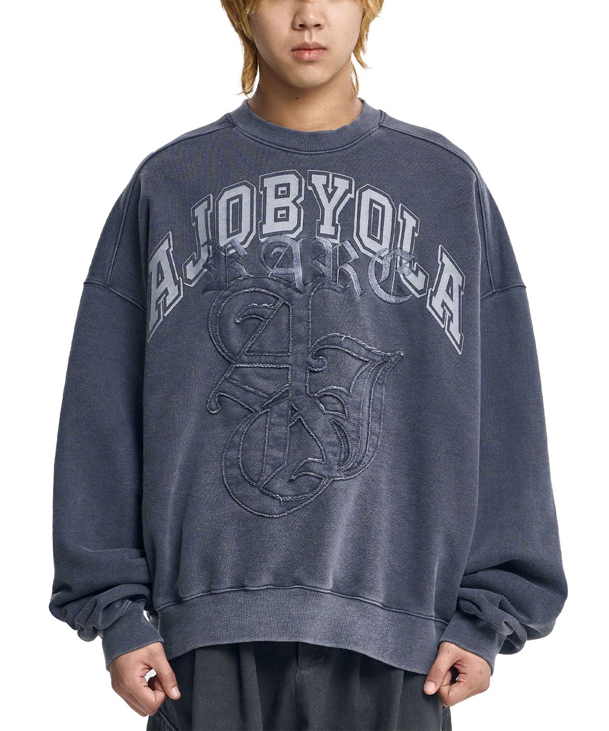 아조바이아조(AJOBYAJO) Rare University Washed Sweatshirt [BLUE]
