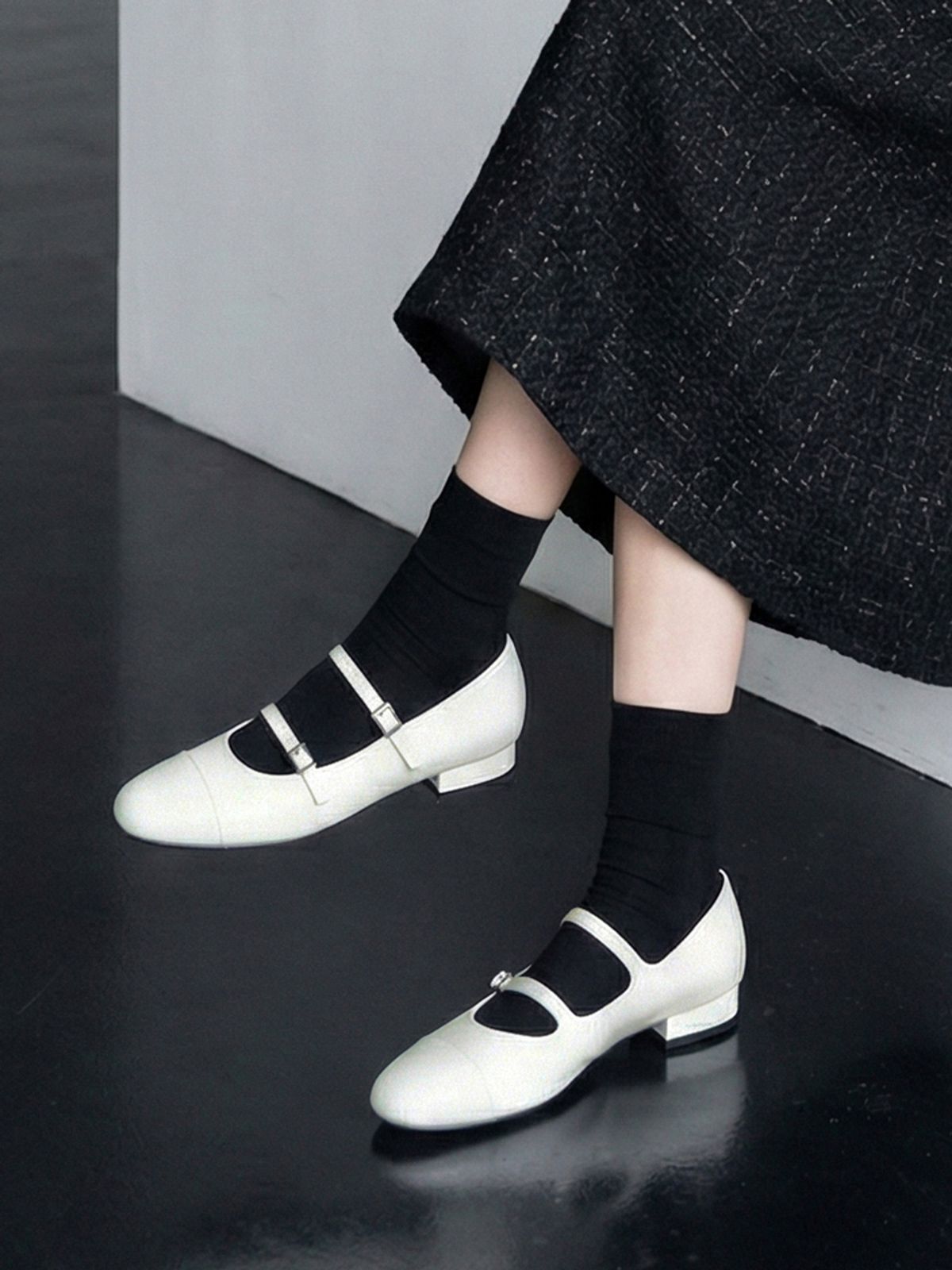 루시크루(LUCY CREW) 더블 스트랩 메리제인 플랫 슈즈 LC537_2cm